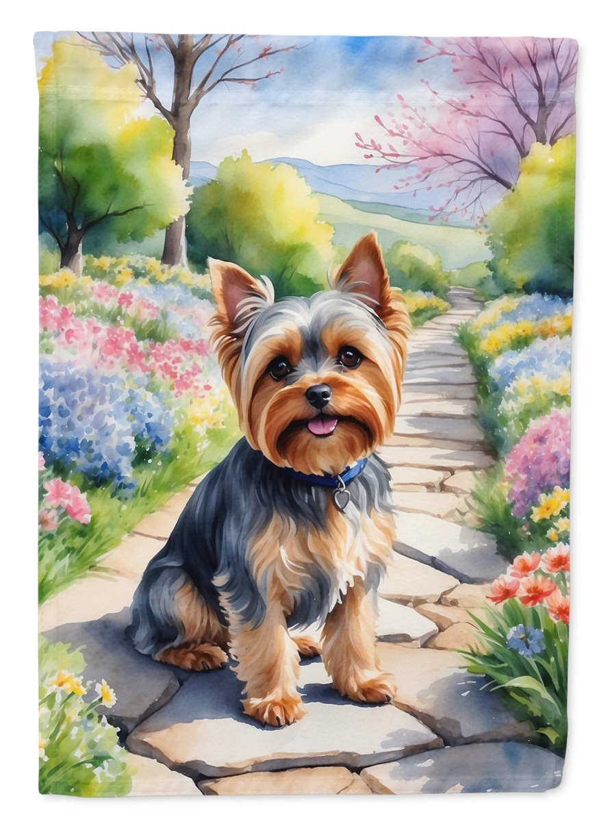 DAC6735CHF 40 x 28 in. Yorkshire Terrier Spring Path House Flag