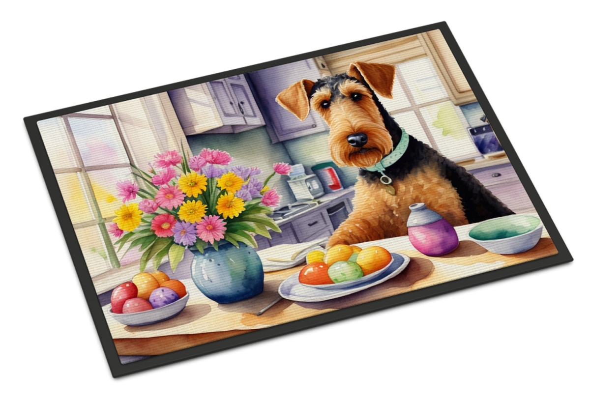 DAC6739JMAT 24 x 36 in. Decorating Easter Airedale Terrier Doormat