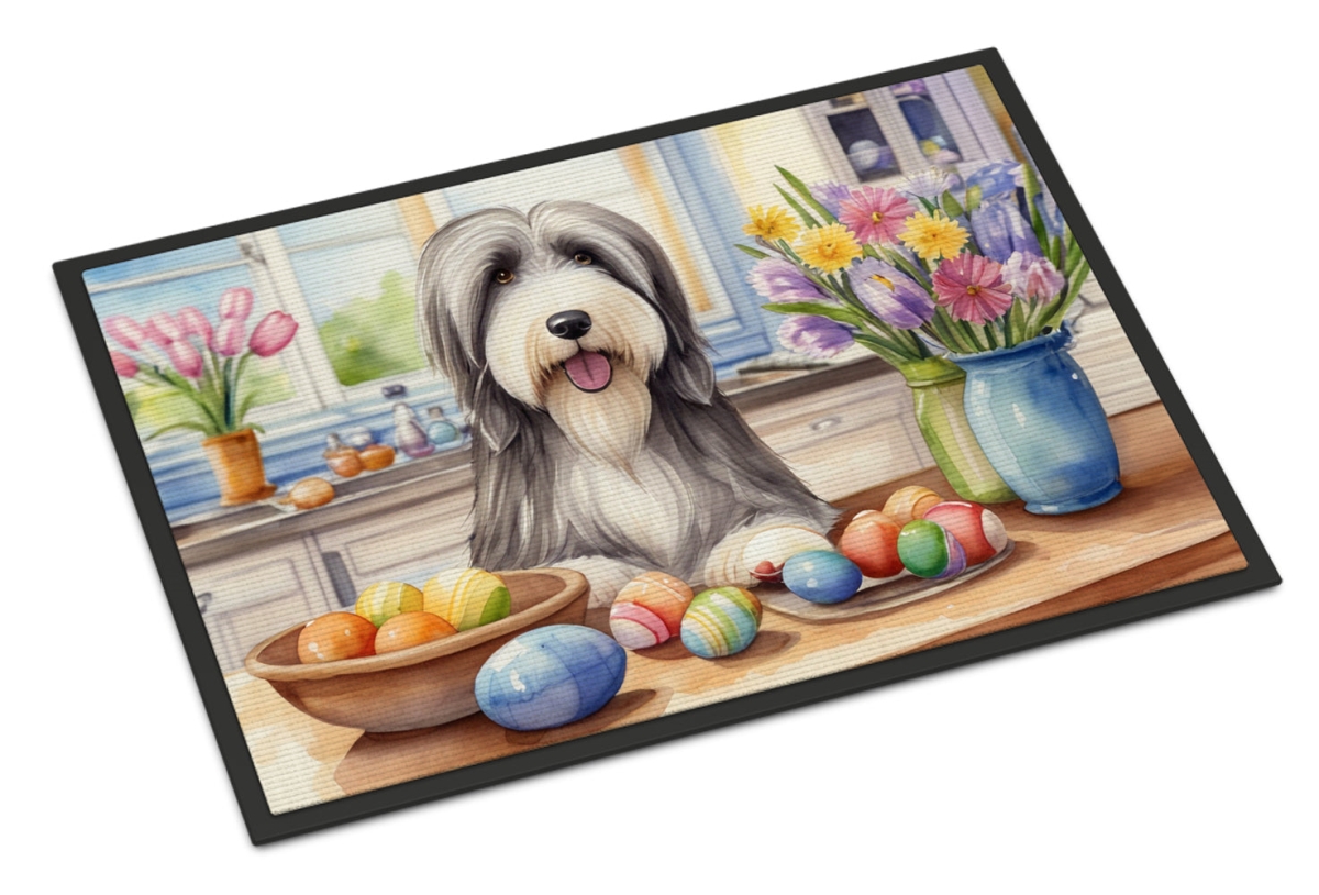 DAC6755JMAT 24 x 36 in. Decorating Easter Bearded Collie Doormat