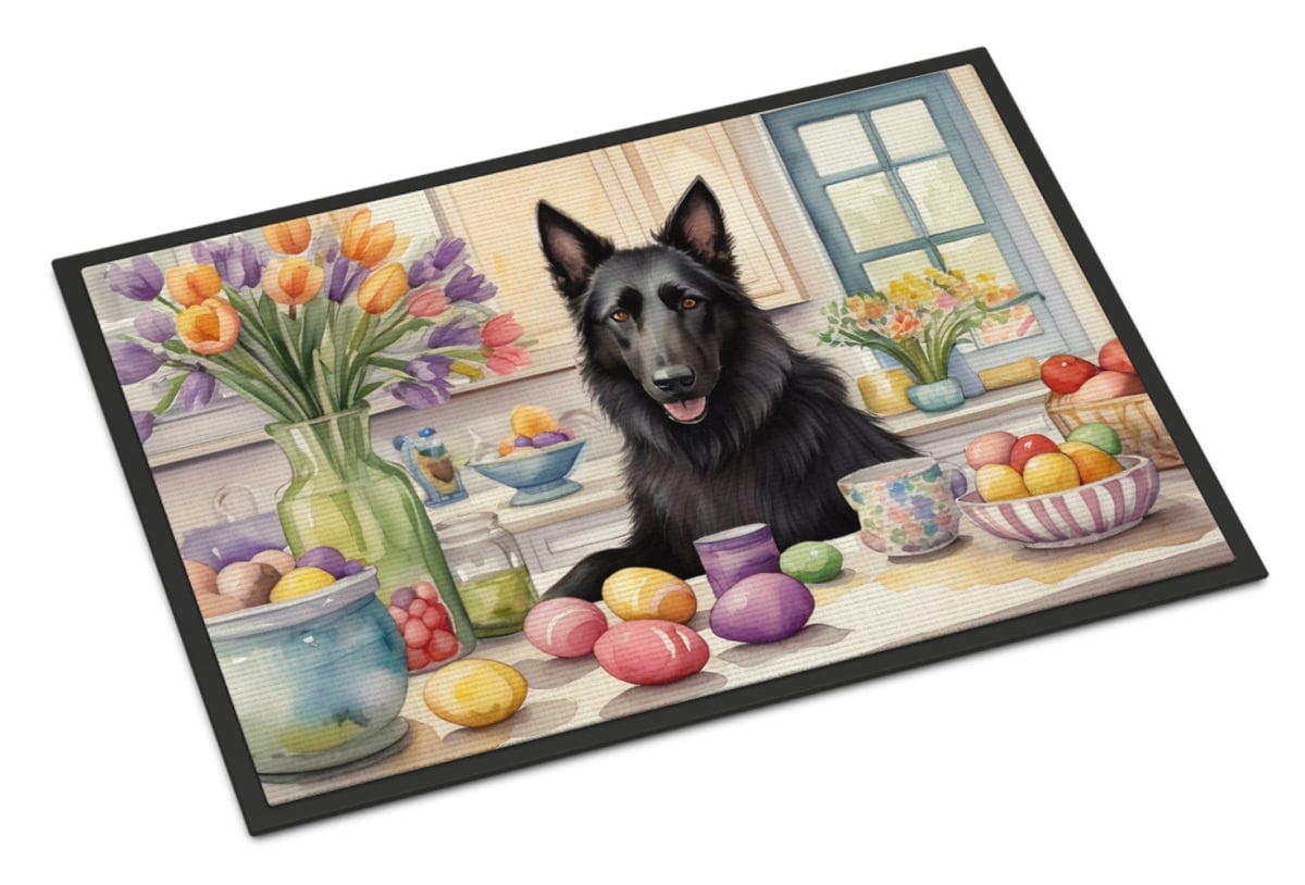 DAC6758JMAT 24 x 36 in. Decorating Easter Belgian Sheepdog Doormat