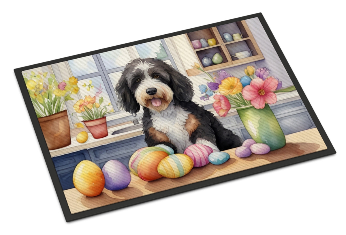 DAC6761JMAT 24 x 36 in. Decorating Easter Bernedoodle Doormat