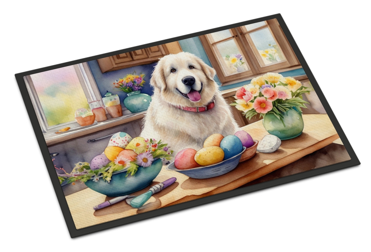 DAC6829MAT 18 x 27 in. Decorating Easter Great Pyrenees Doormat