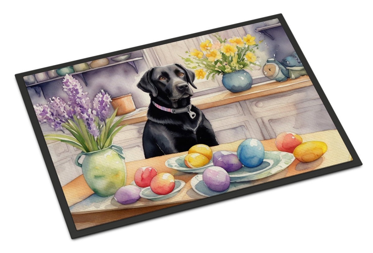 DAC6845MAT 18 x 27 in. Decorating Easter Black Labrador Retriever Doormat