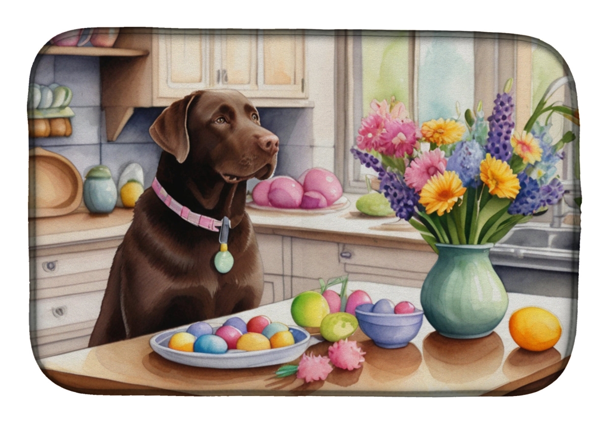 Picture of Carolines Treasures DAC6846DDM 21 x 14 in. Decorating Easter Chocolate Labrador Retriever Dish Drying Mat