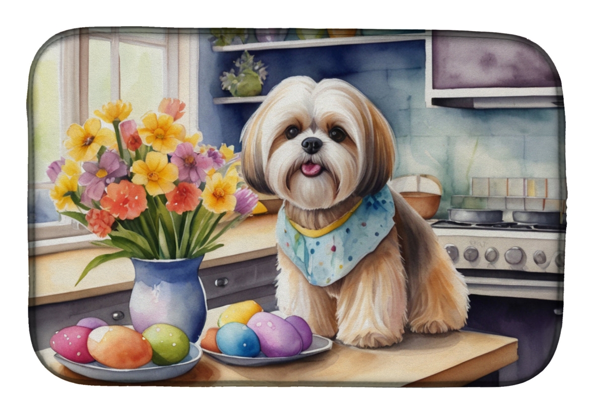 Picture of Carolines Treasures DAC6850DDM 21 x 14 in. Decorating Easter Lhasa Apso Dish Drying Mat