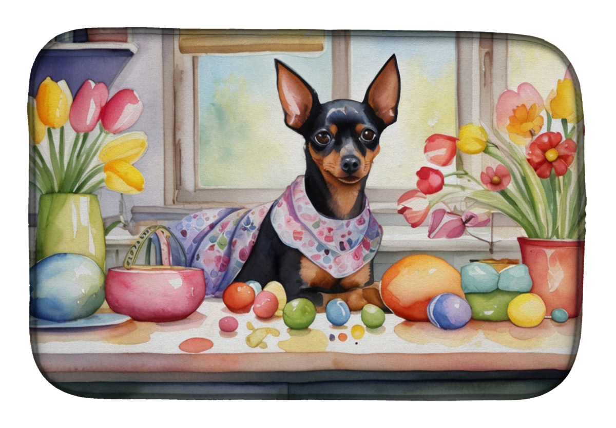 Picture of Carolines Treasures DAC6855DDM 21 x 14 in. Decorating Easter Miniature Pinscher Dish Drying Mat