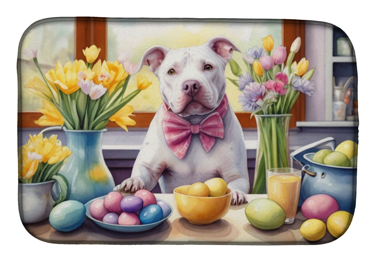 Picture of Carolines Treasures DAC6870DDM 21 x 14 in. Decorating Easter Pit Bull Terrier Dish Drying Mat
