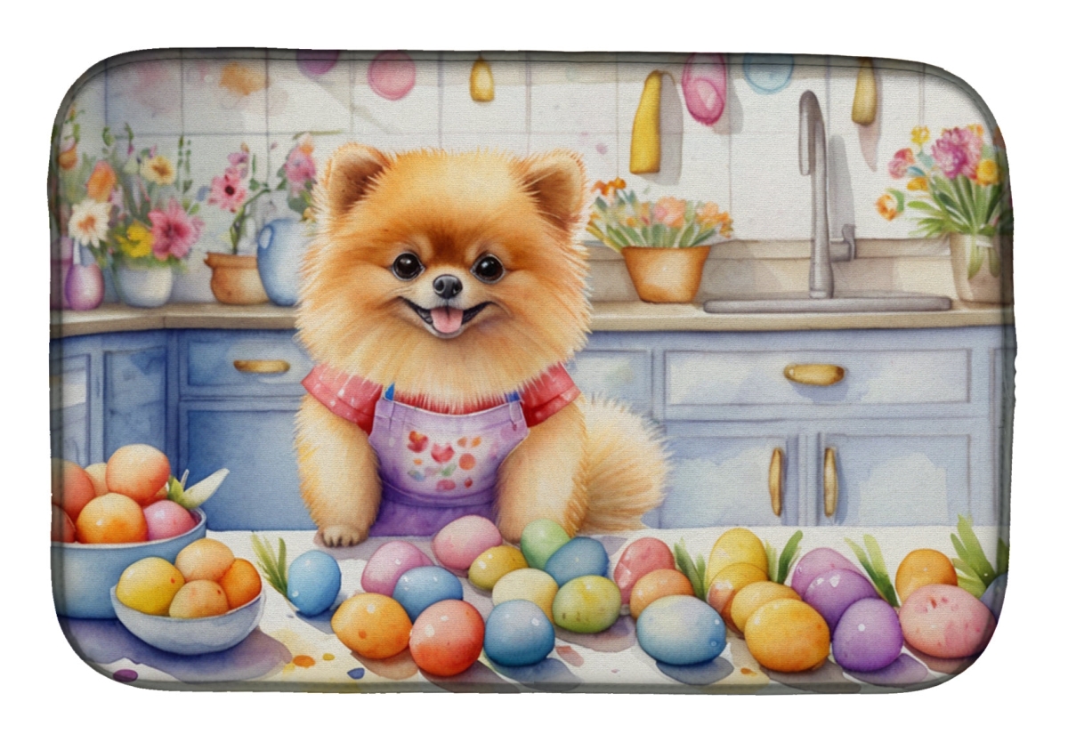 Picture of Carolines Treasures DAC6872DDM 21 x 14 in. Decorating Easter Pomeranian Dish Drying Mat