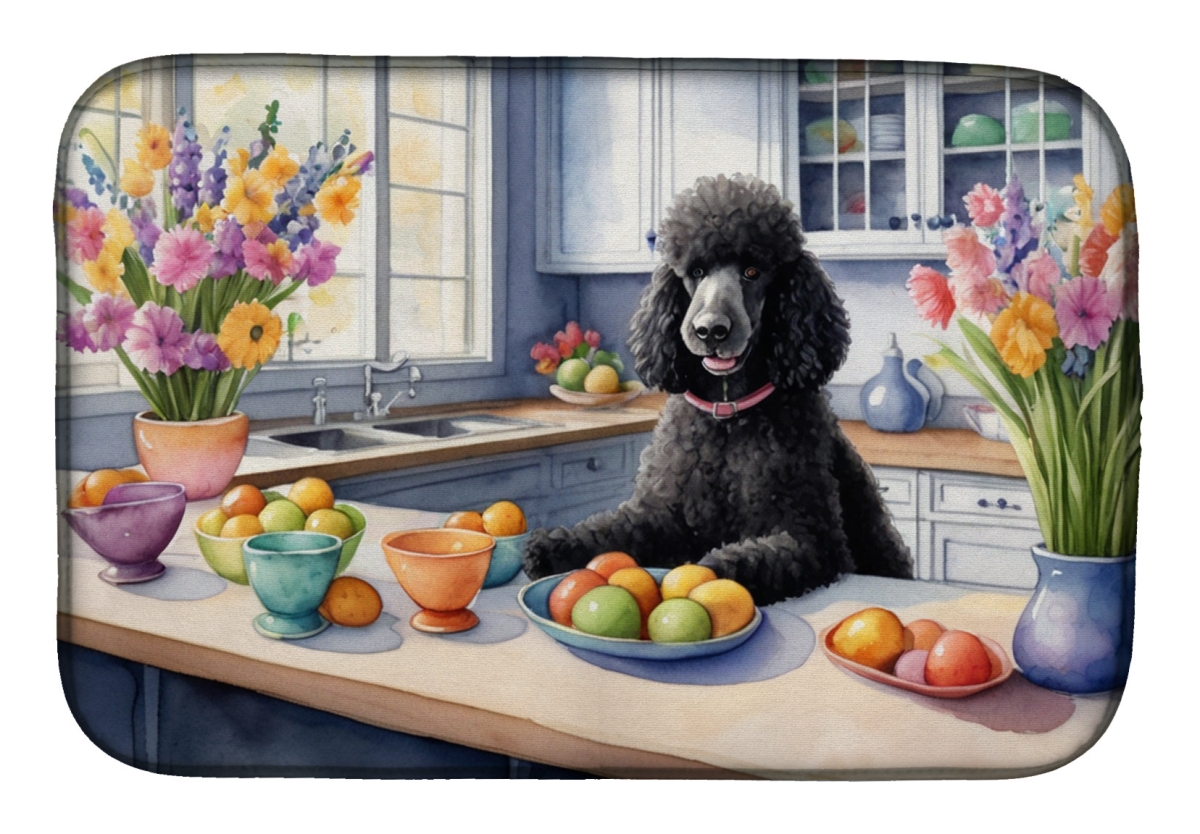 Picture of Carolines Treasures DAC6874DDM 21 x 14 in. Decorating Easter Black Poodle Dish Drying Mat