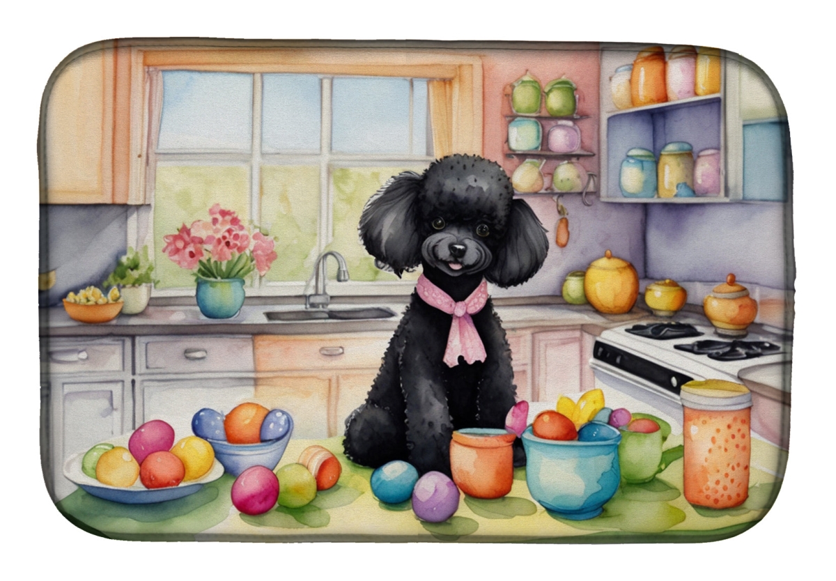Picture of Carolines Treasures DAC6875DDM 21 x 14 in. Decorating Easter Black Poodle Dish Drying Mat