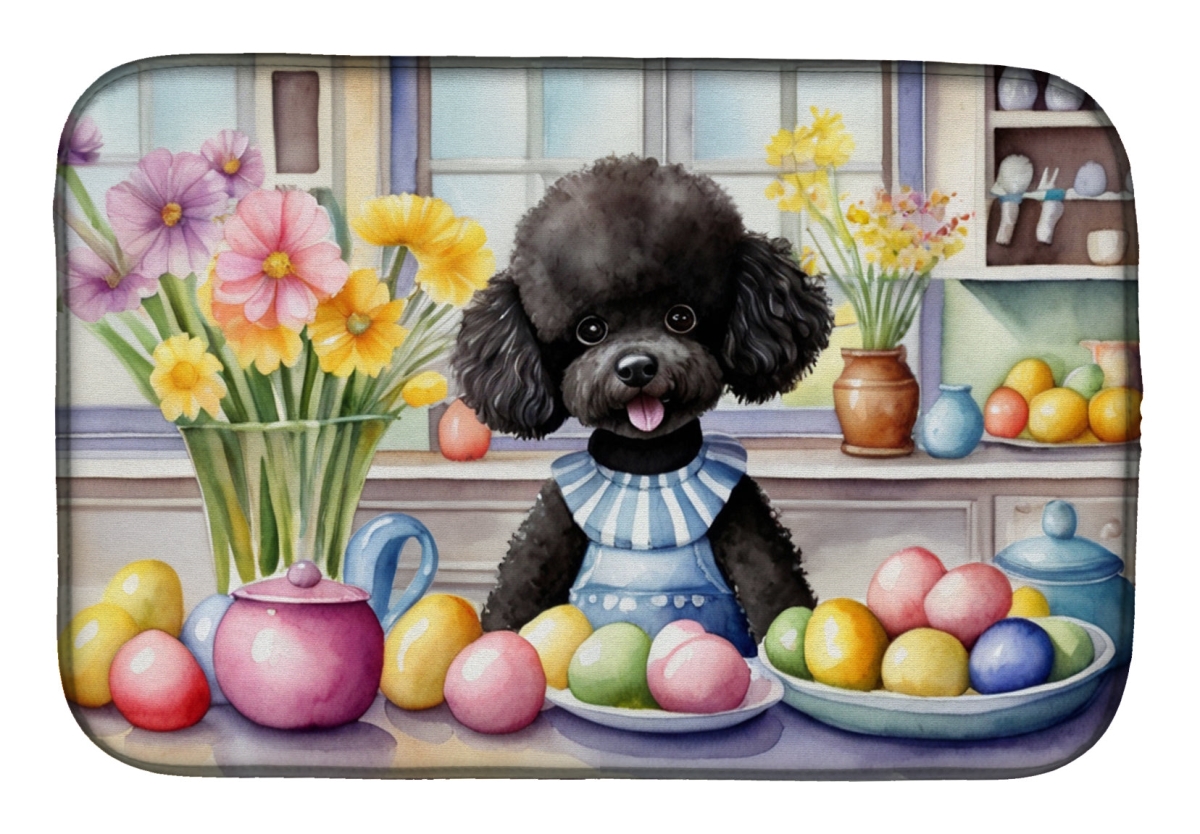 Picture of Carolines Treasures DAC6876DDM 21 x 14 in. Decorating Easter Black Poodle Dish Drying Mat