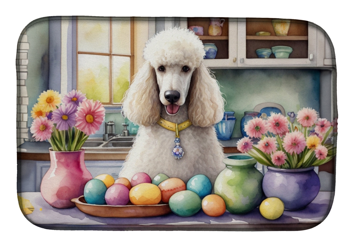 Picture of Carolines Treasures DAC6877DDM 21 x 14 in. Decorating Easter White Poodle Dish Drying Mat