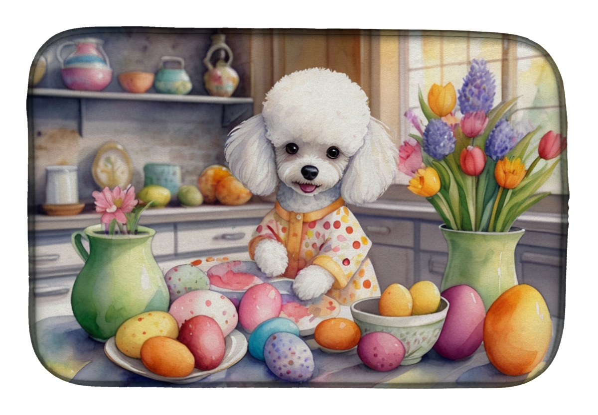 Picture of Carolines Treasures DAC6878DDM 21 x 14 in. Decorating Easter White Poodle Dish Drying Mat