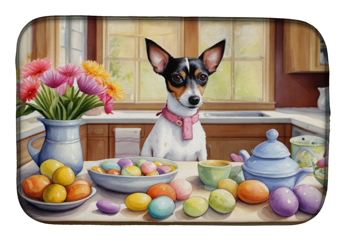 Picture of Carolines Treasures DAC6884DDM 21 x 14 in. Decorating Easter Rat Terrier Dish Drying Mat