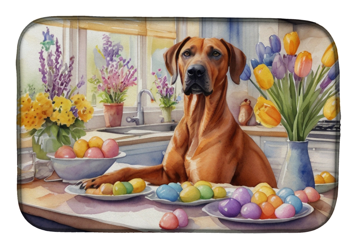 Picture of Carolines Treasures DAC6886DDM 21 x 14 in. Decorating Easter Rhodesian Ridgeback Dish Drying Mat