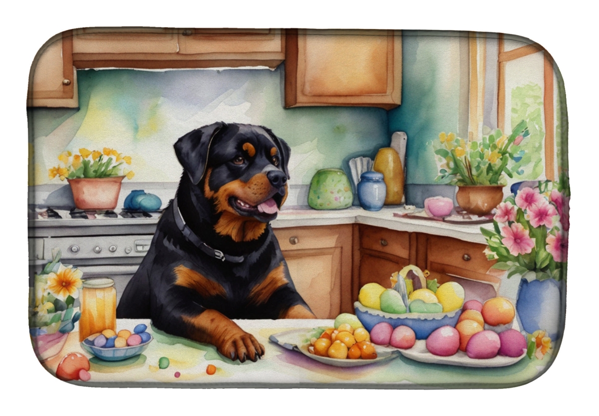 Picture of Carolines Treasures DAC6887DDM 21 x 14 in. Decorating Easter Rottweiler Dish Drying Mat
