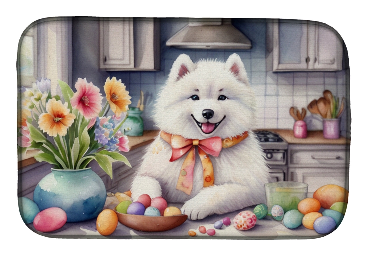 Picture of Carolines Treasures DAC6890DDM 21 x 14 in. Decorating Easter Samoyed Dish Drying Mat