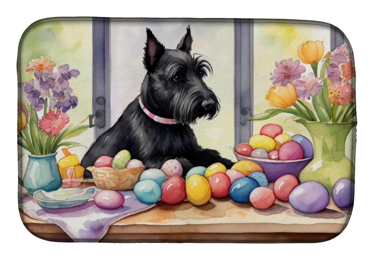 Picture of Carolines Treasures DAC6895DDM 21 x 14 in. Decorating Easter Scottish Terrier Dish Drying Mat