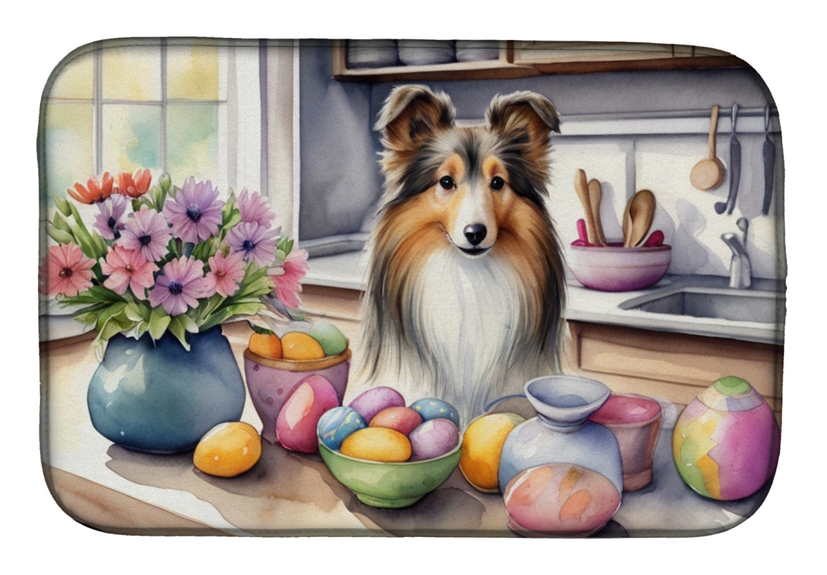 Picture of Carolines Treasures DAC6899DDM 21 x 14 in. Decorating Easter Sheltie Dish Drying Mat