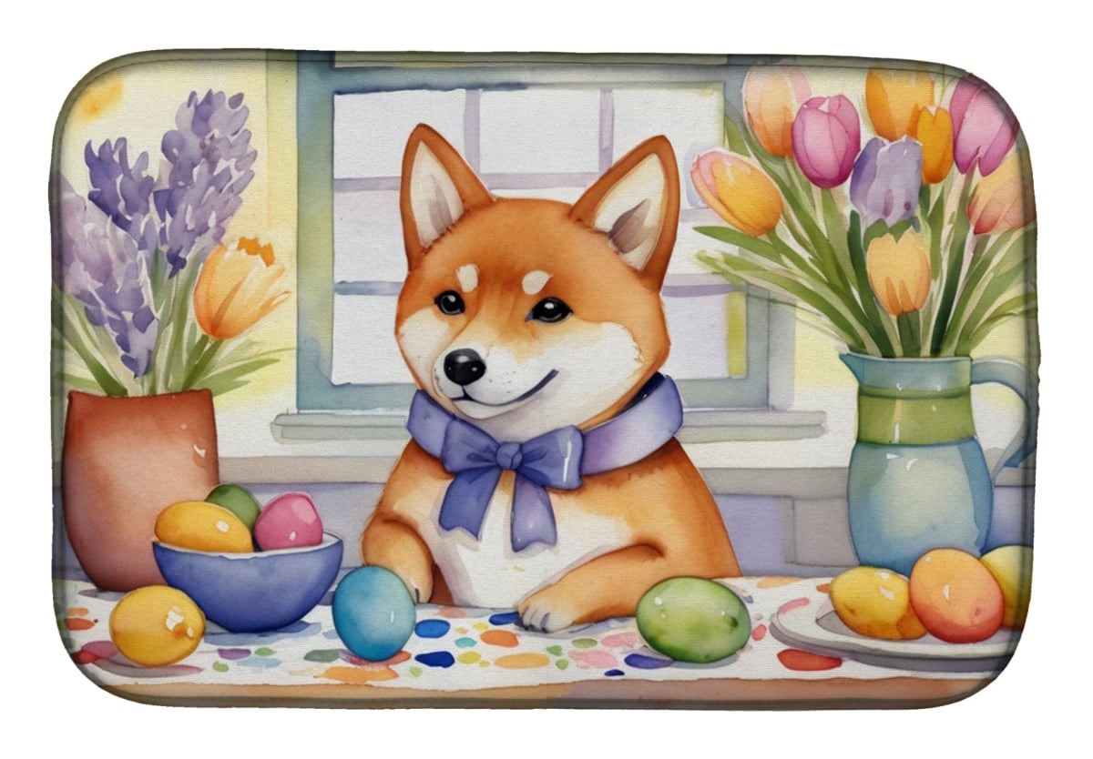Picture of Carolines Treasures DAC6900DDM 21 x 14 in. Decorating Easter Shiba Inu Dish Drying Mat