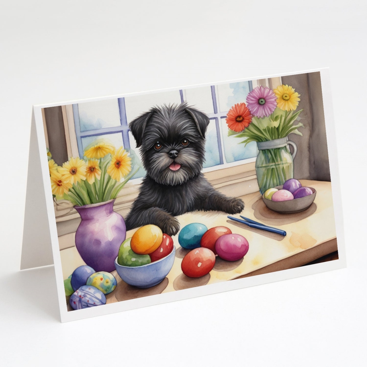 DAC6737GCA7P 5 x 7 in. Decorating Easter Affenpinscher Greeting Cards - Pack of 8