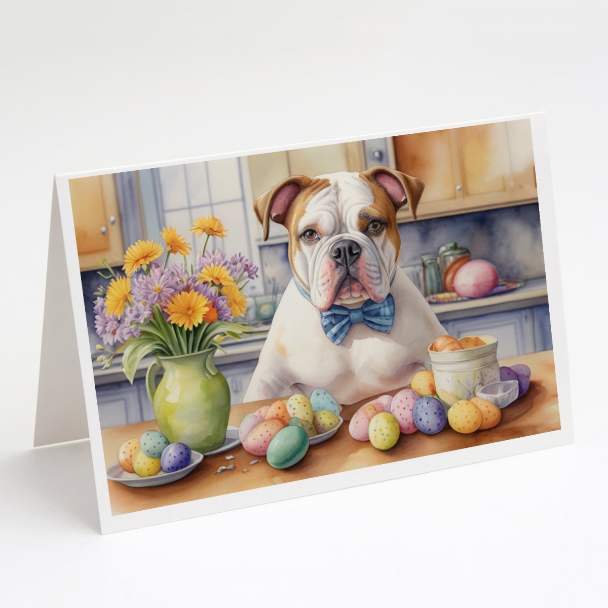 DAC6743GCA7P 5 x 7 in. Decorating Easter American Bulldog Greeting Cards - Pack of 8