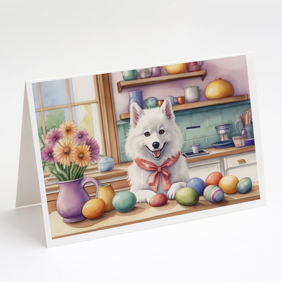 DAC6745GCA7P 5 x 7 in. Decorating Easter American Eskimo Greeting Cards - Pack of 8