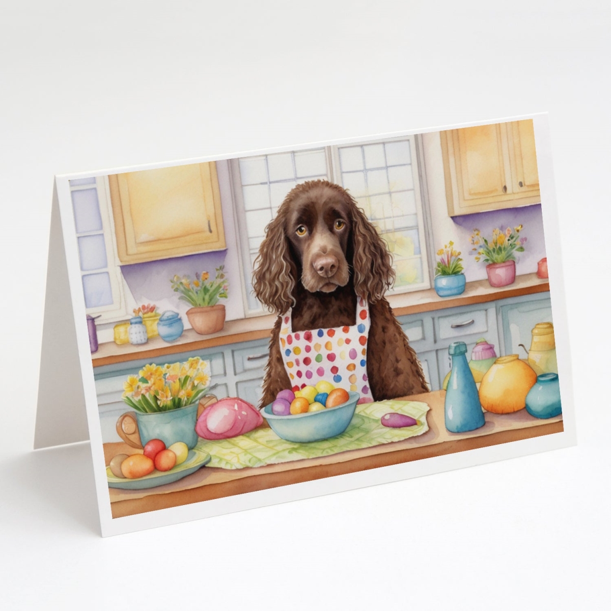 DAC6747GCA7P 5 x 7 in. Decorating Easter American Water Spaniel Greeting Cards - Pack of 8