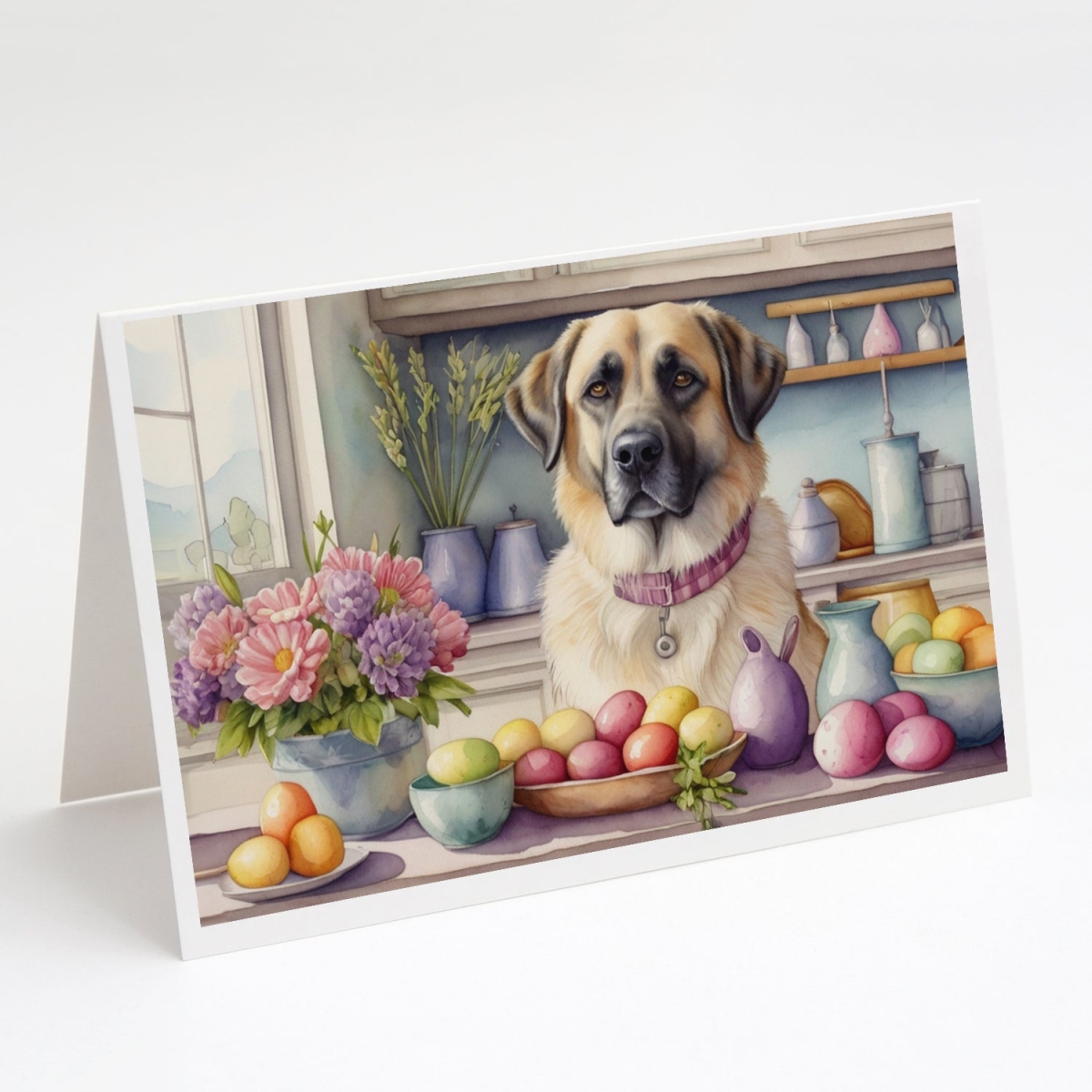 DAC6748GCA7P 5 x 7 in. Decorating Easter Anatolian Shepherd Dog Greeting Cards - Pack of 8