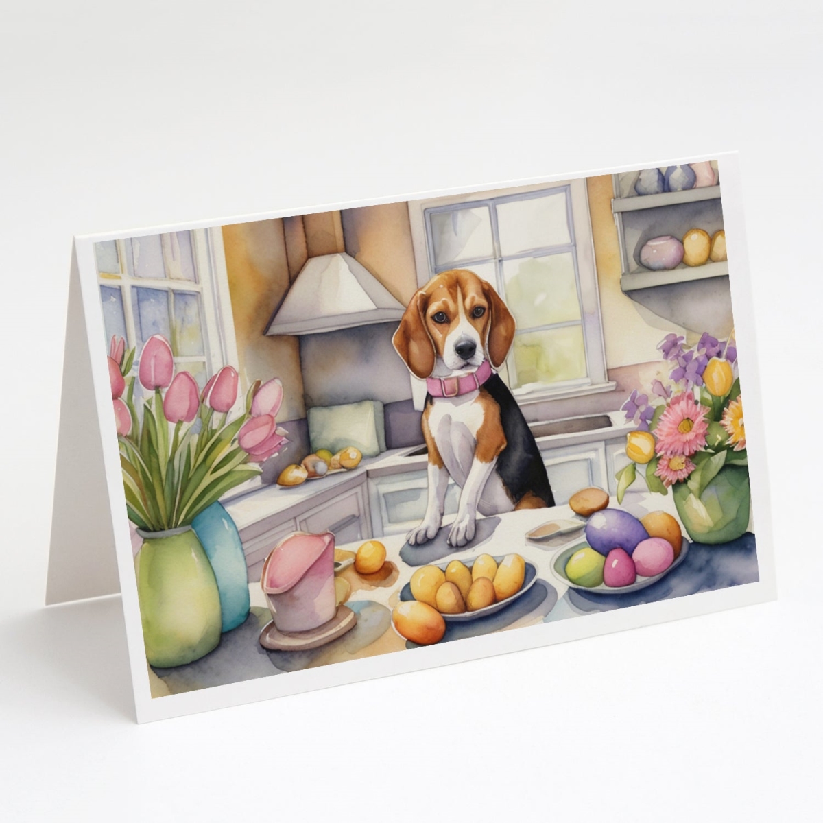 DAC6754GCA7P 5 x 7 in. Decorating Easter Beagle Greeting Cards - Pack of 8