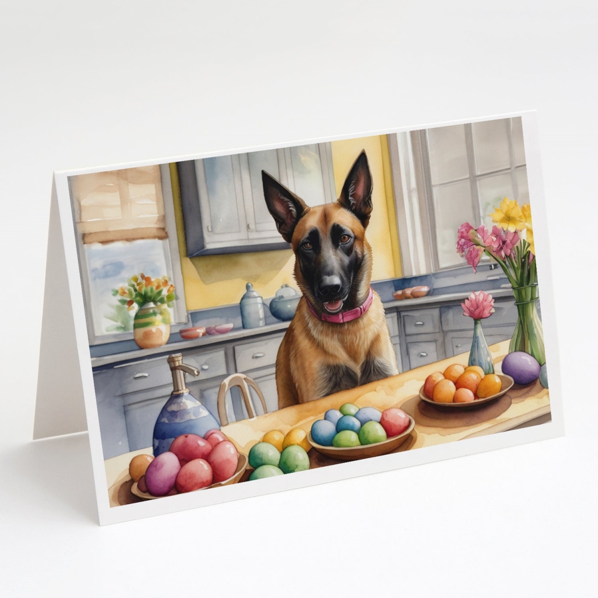 DAC6757GCA7P 5 x 7 in. Decorating Easter Belgian Malinois Greeting Cards - Pack of 8