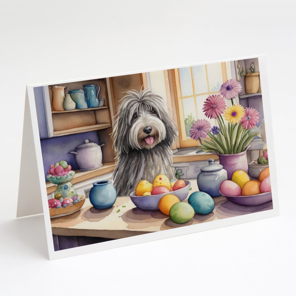 DAC6760GCA7P 5 x 7 in. Decorating Easter Bergamasco Sheepdog Greeting Cards - Pack of 8