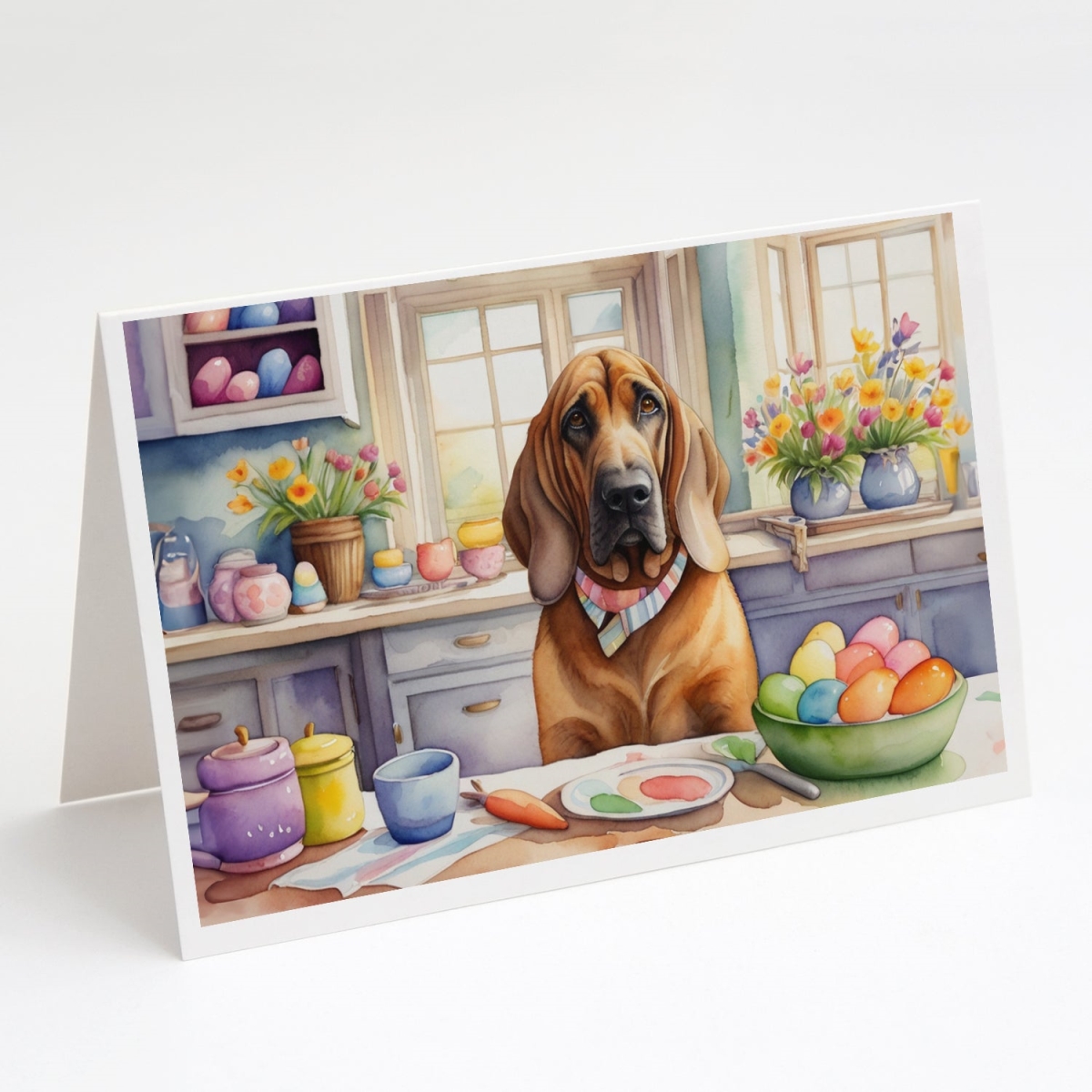 5 x 7 in. Decorating Easter Bloodhound Greeting Cards - Pack of 8