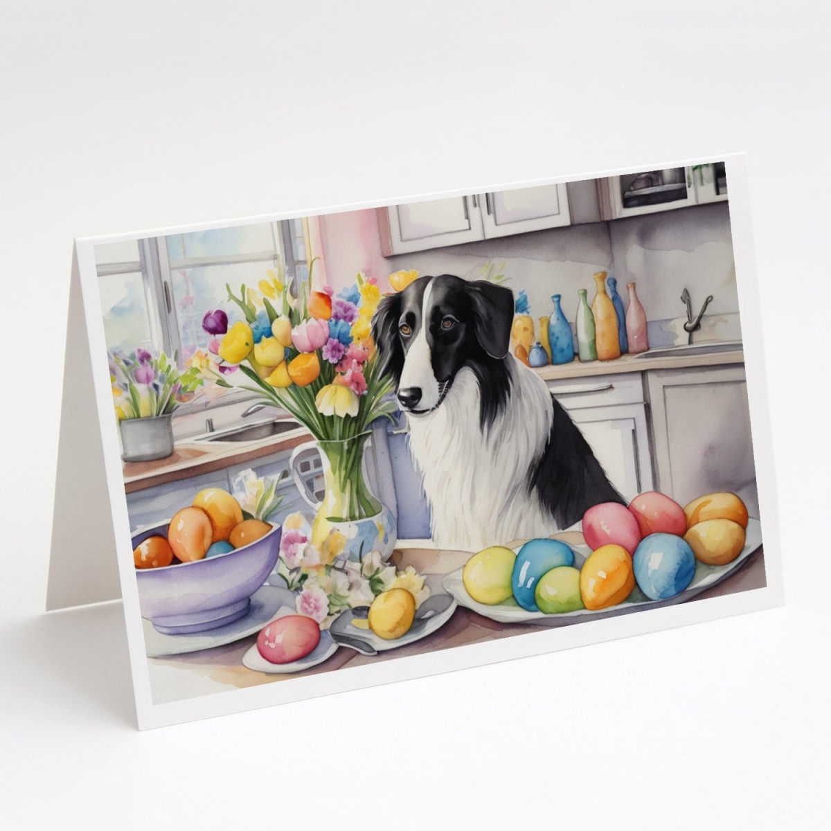 5 x 7 in. Decorating Easter Borzoi Greeting Cards - Pack of 8