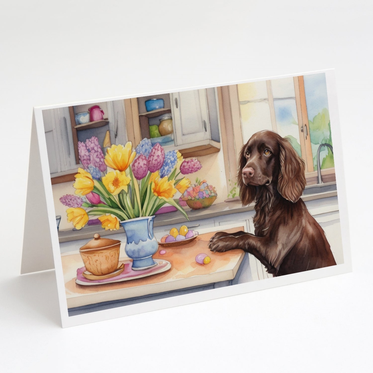 5 x 7 in. Decorating Easter Boykin Spaniel Greeting Cards - Pack of 8