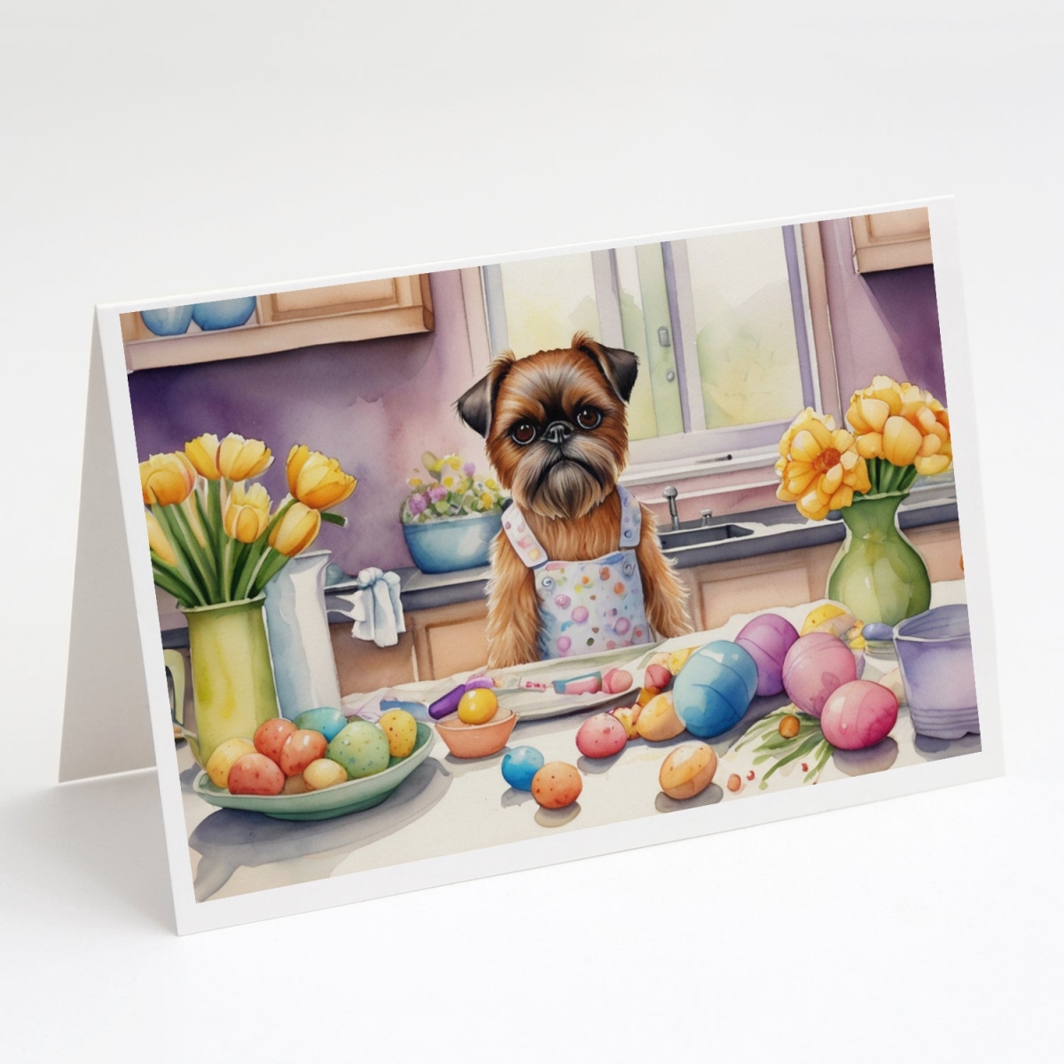DAC6777GCA7P 5 x 7 in. Decorating Easter Brussels Griffon Greeting Cards - Pack of 8
