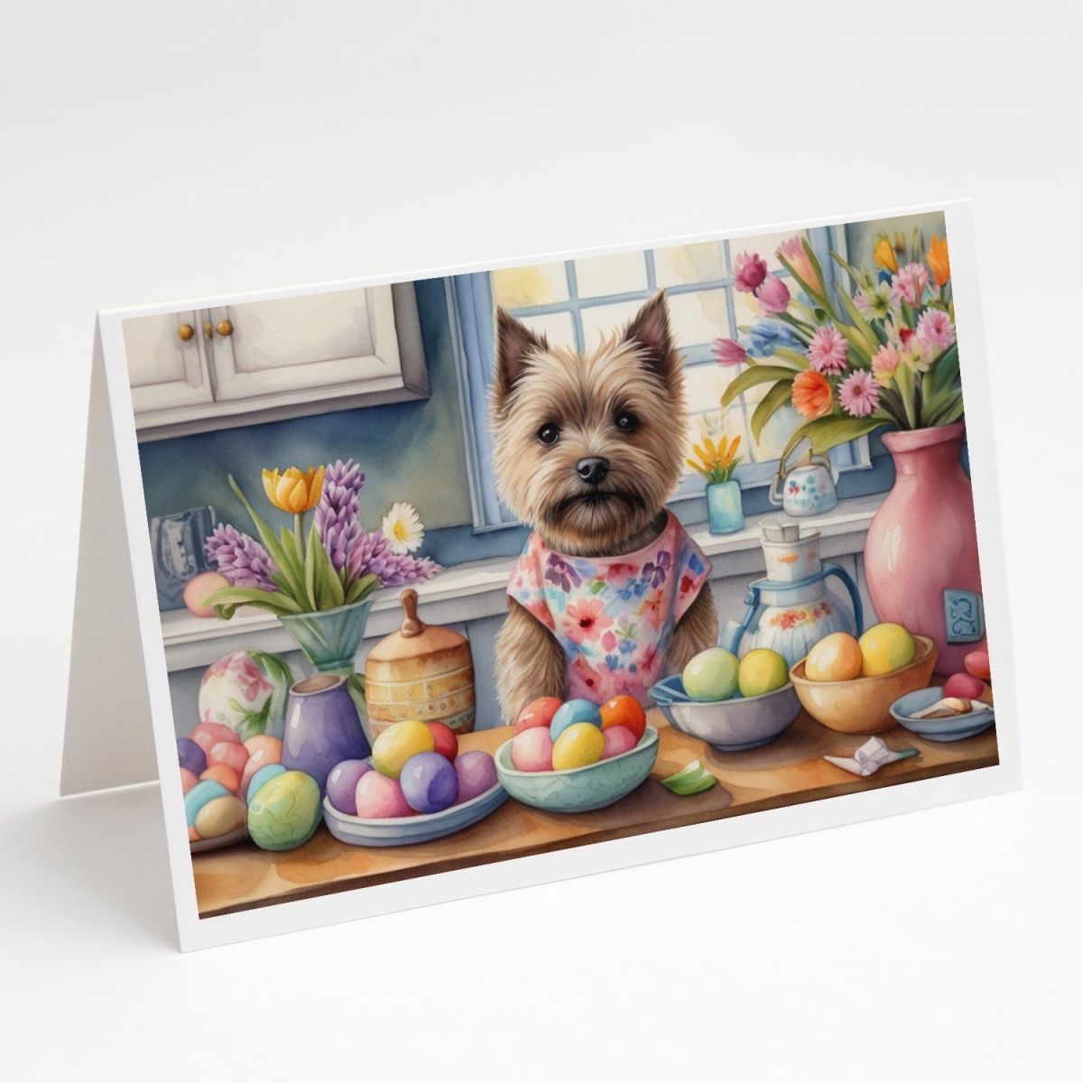 DAC6780GCA7P 5 x 7 in. Decorating Easter Cairn Terrier Greeting Cards - Pack of 8