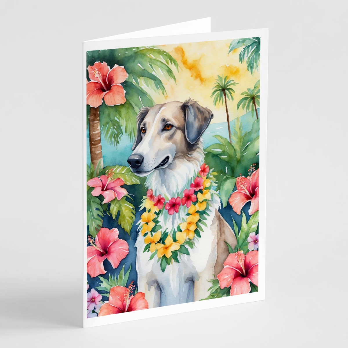 5 x 7 in. Borzoi Luau Greeting Cards - Pack of 8
