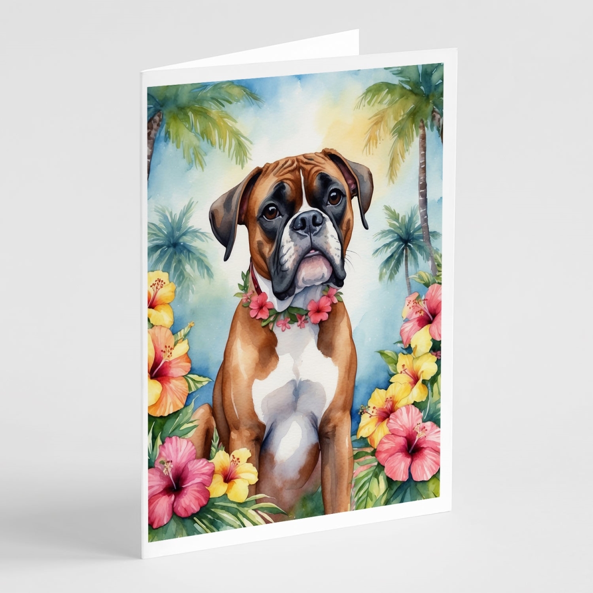5 x 7 in. Boxer Luau Greeting Cards - Pack of 8
