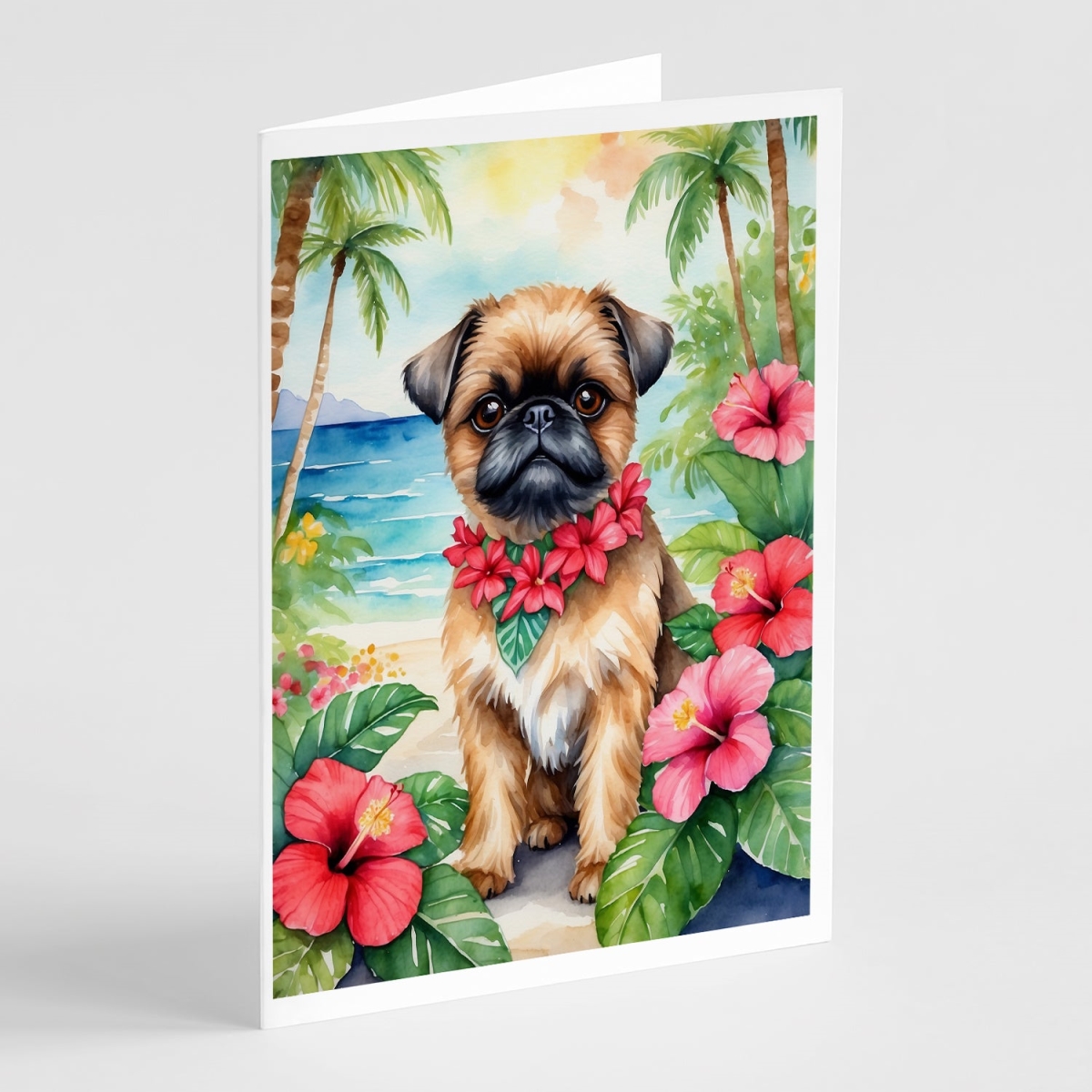 5 x 7 in. Brussels Griffon Luau Greeting Cards - Pack of 8