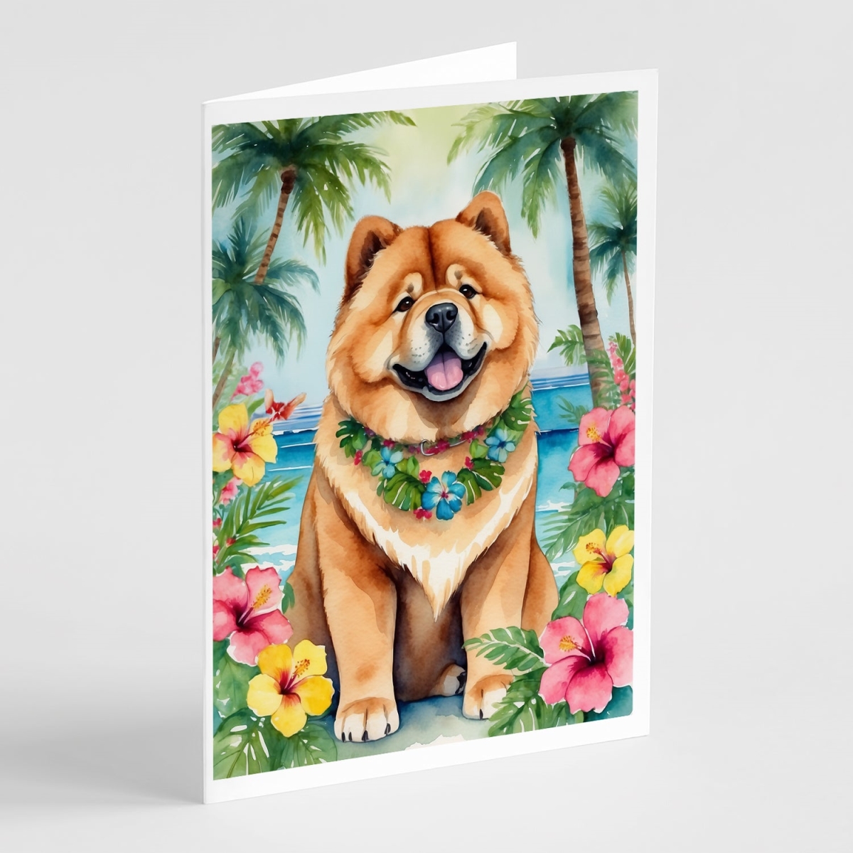 5 x 7 in. Chow Chow Luau Greeting Cards - Pack of 8