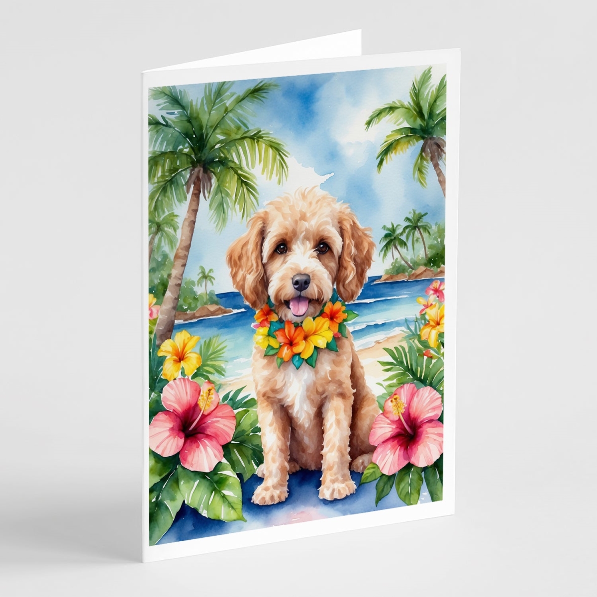 DAC6409GCA7P 5 x 7 in. Cockapoo Luau Greeting Cards - Pack of 8