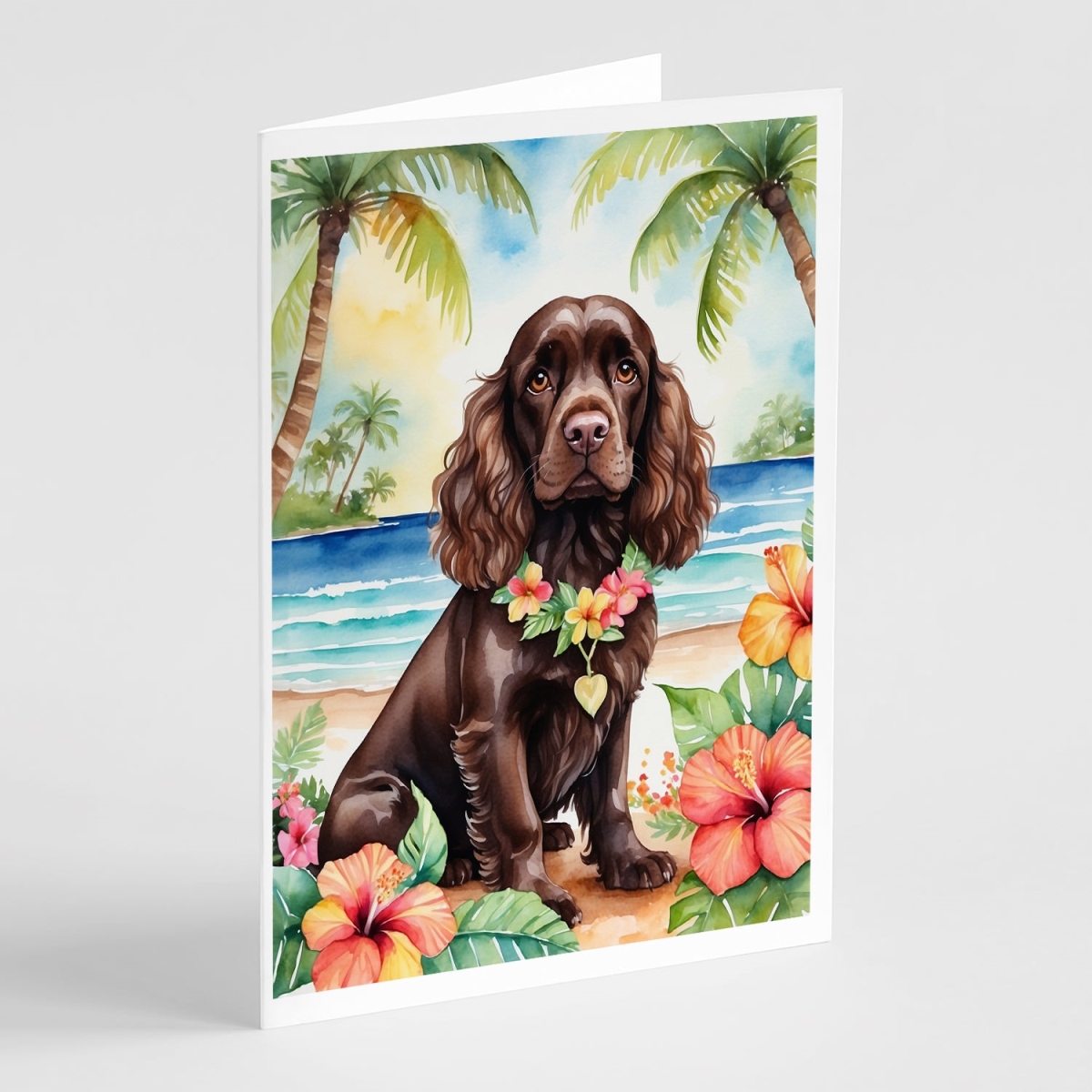 DAC6410GCA7P 5 x 7 in. Cocker Spaniel Luau Greeting Cards - Pack of 8