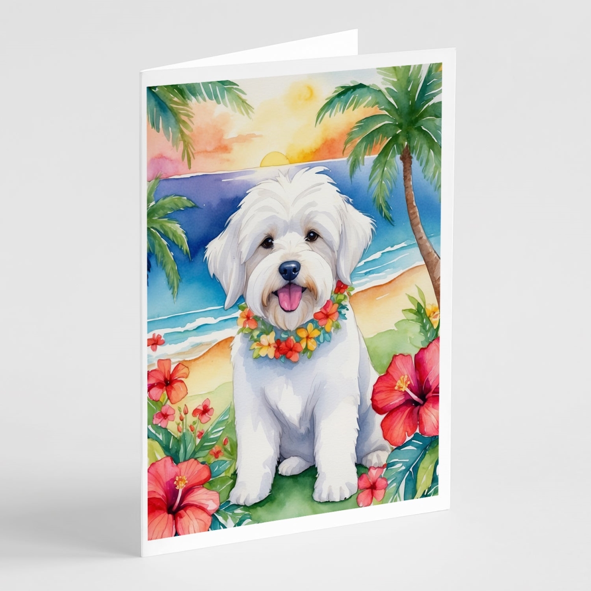 5 x 7 in. Coton De Tulear Luau Greeting Cards - Pack of 8