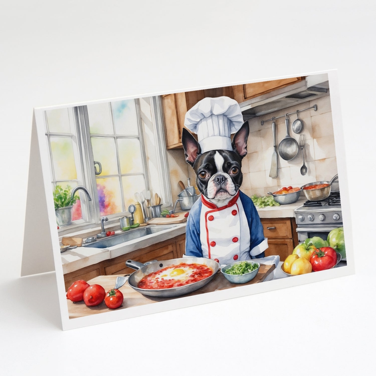 5 x 7 in. Boston Terrier The Chef Greeting Cards - Pack of 8