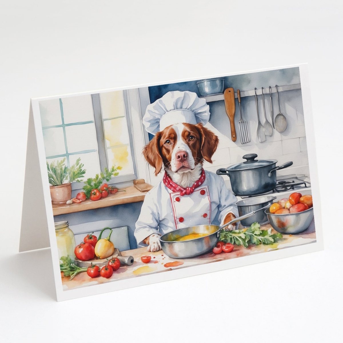 5 x 7 in. Brittany Spaniel The Chef Greeting Cards - Pack of 8