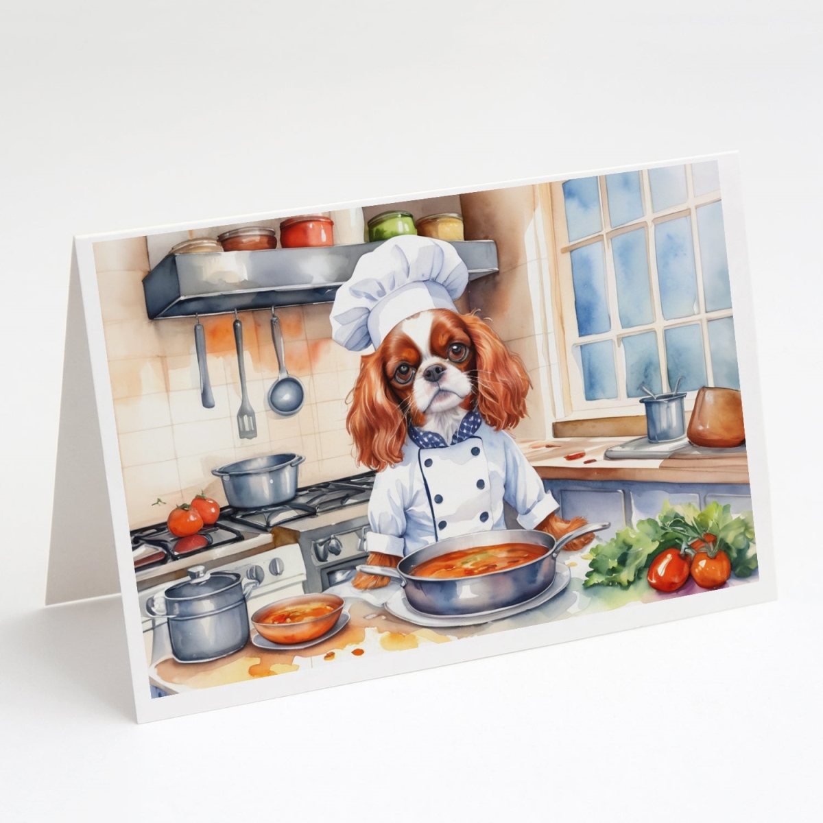 DAC6227GCA7P 5 x 7 in. Cavalier Spaniel The Chef Greeting Cards - Pack of 8