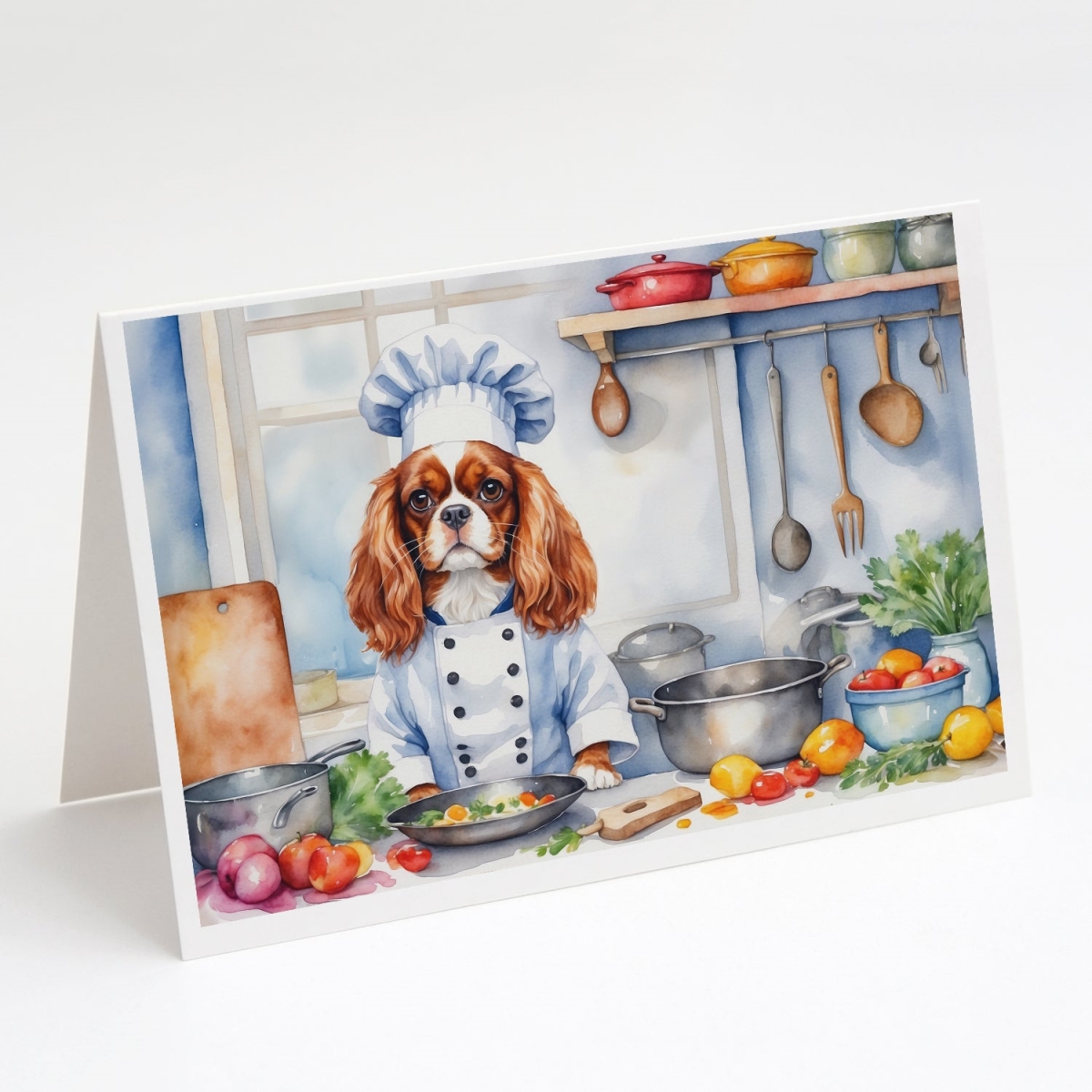 DAC6228GCA7P 5 x 7 in. Cavalier Spaniel The Chef Greeting Cards - Pack of 8