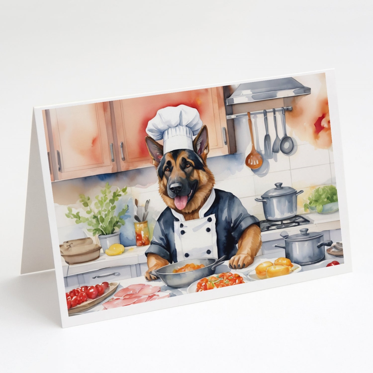 DAC6253GCA7P 5 x 7 in. German Shepherd The Chef Greeting Cards - Pack of 8