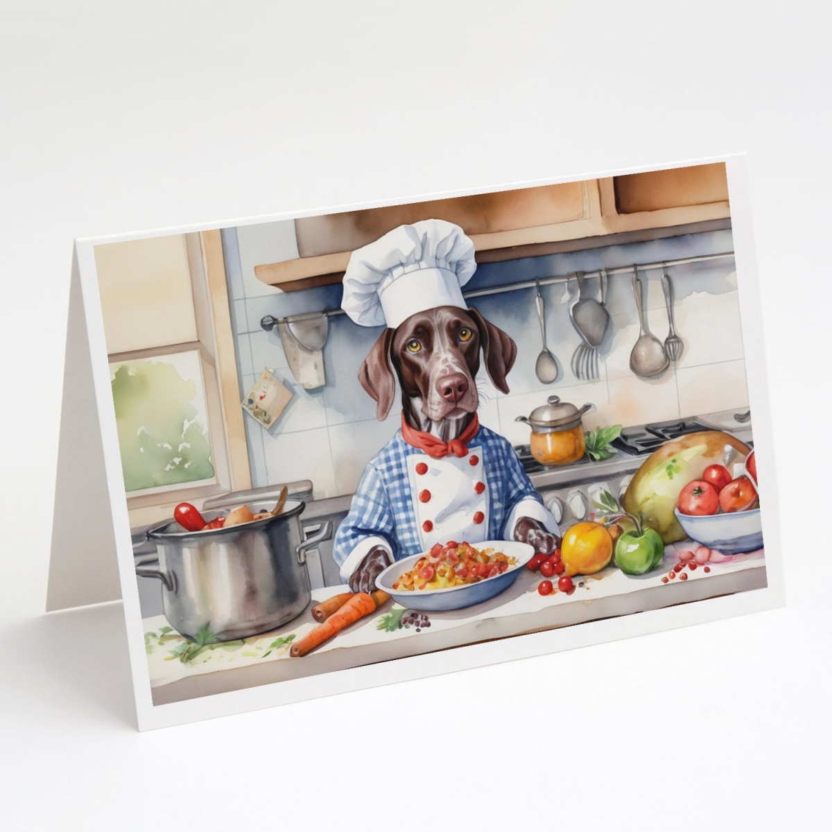 DAC6254GCA7P 5 x 7 in. German Shorthaired Pointer The Chef Greeting Cards - Pack of 8